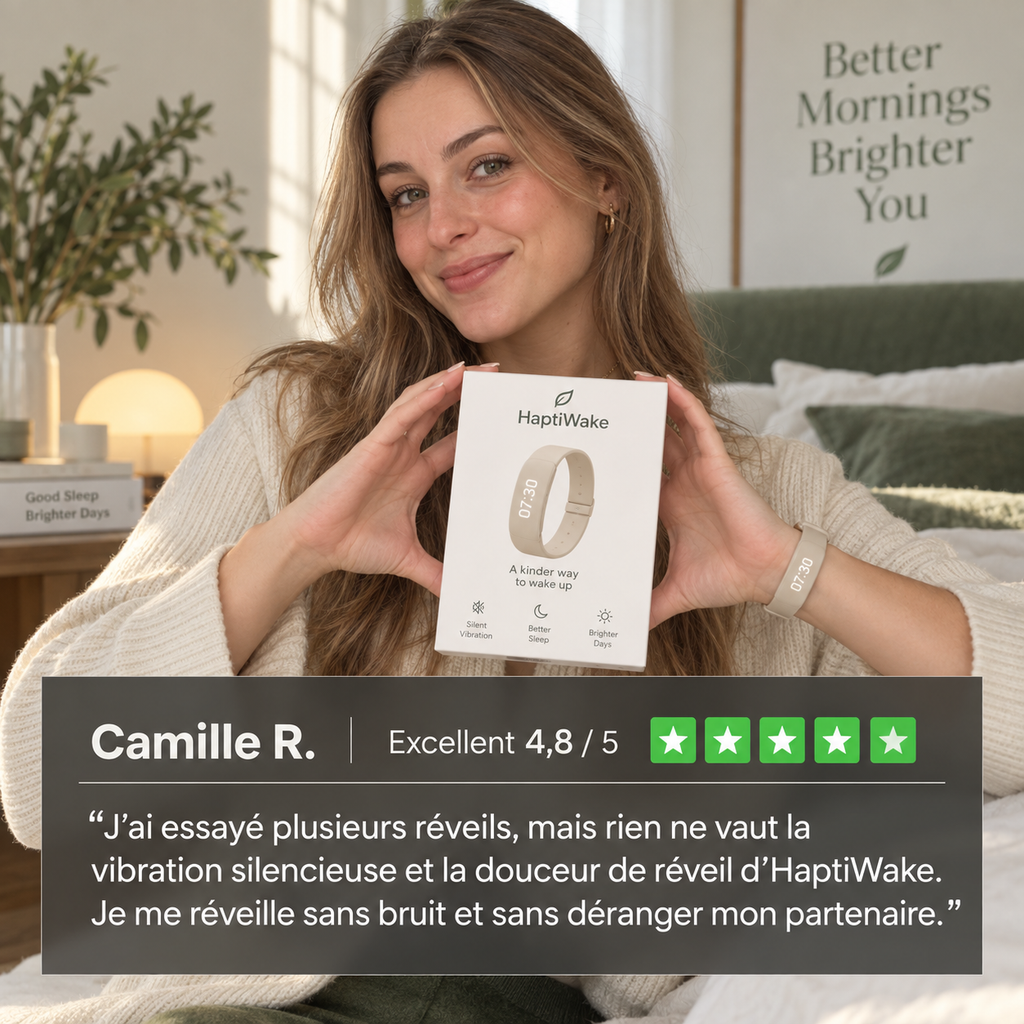 Réveil silencieux par vibrations avec HaptiWake™
