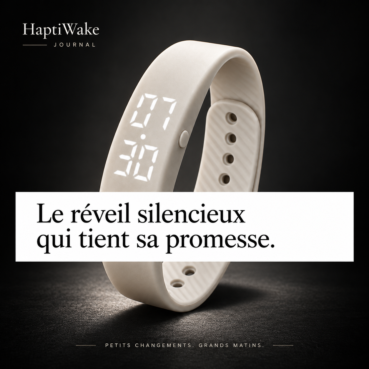 HaptiWake™ – bracelet réveil vibrant beige